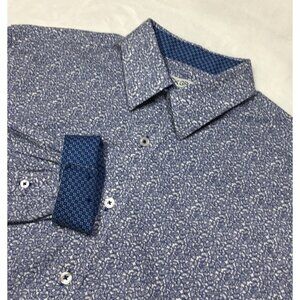 Nick Graham Everywhere Shirt M Blue Paisley Button Up Stretch Modern Fit Chest43